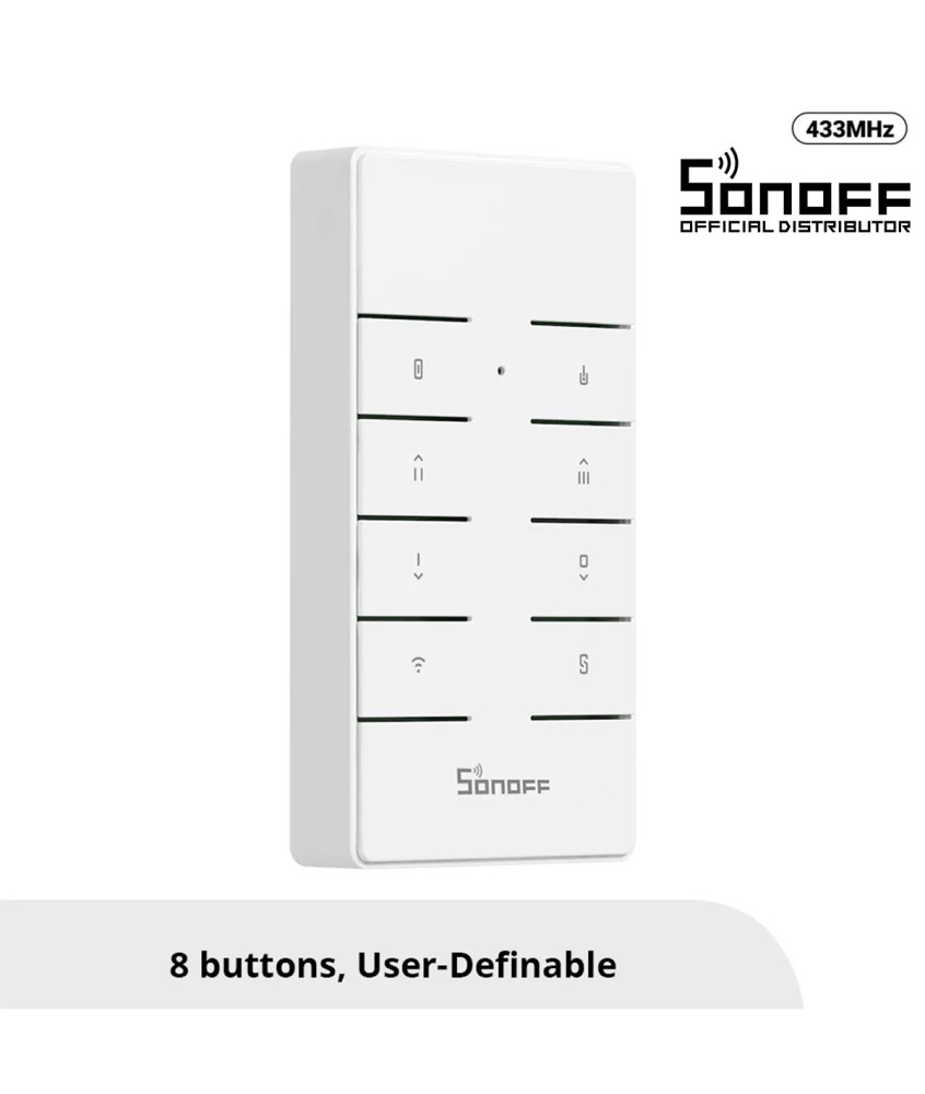 GloboStar® 80074 SONOFF RM433R2 - Remote Controller RF 433Mhz 8 Key (Battery Included)